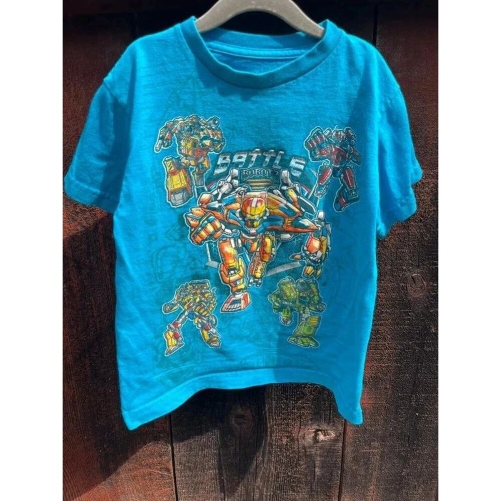 Boys Bright Blue "Battle Robots" Graphic T-Shirt 6/7
